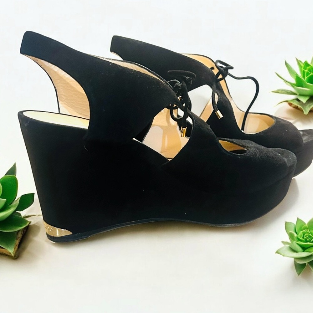 Jimmy Choo Elegant Black Suede Wedge Heels size 41